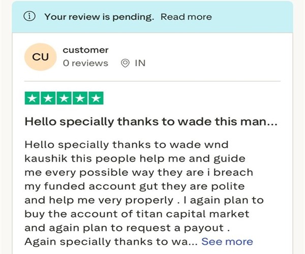 Trustpilot review screenshot from Prop Trader