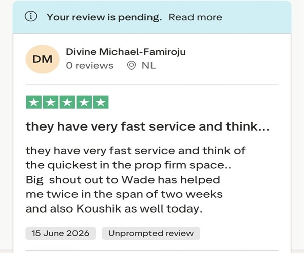 Trustpilot review screenshot from Divine Michael-Famiroju
