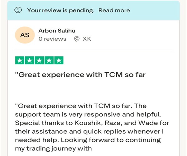 Trustpilot review screenshot from Arbon Salihu