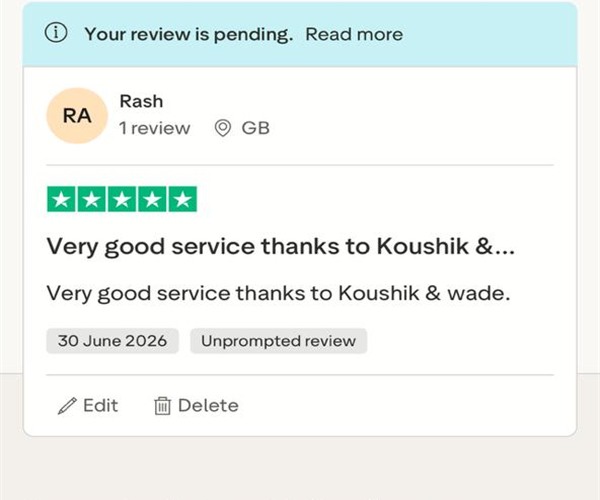 Trustpilot review screenshot from Rash