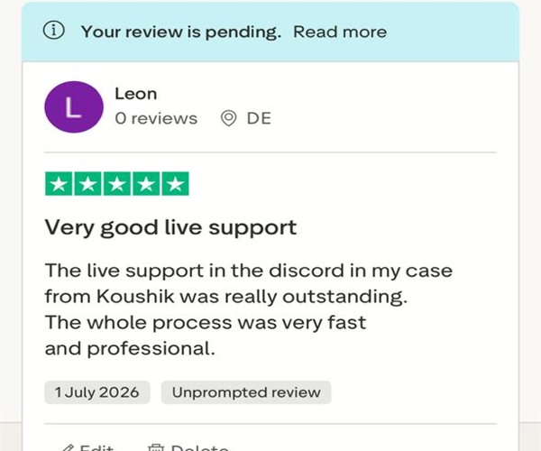 Trustpilot review screenshot from Leon