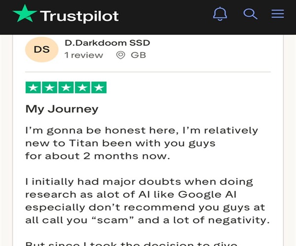 Trustpilot review screenshot from D.Darkdoom