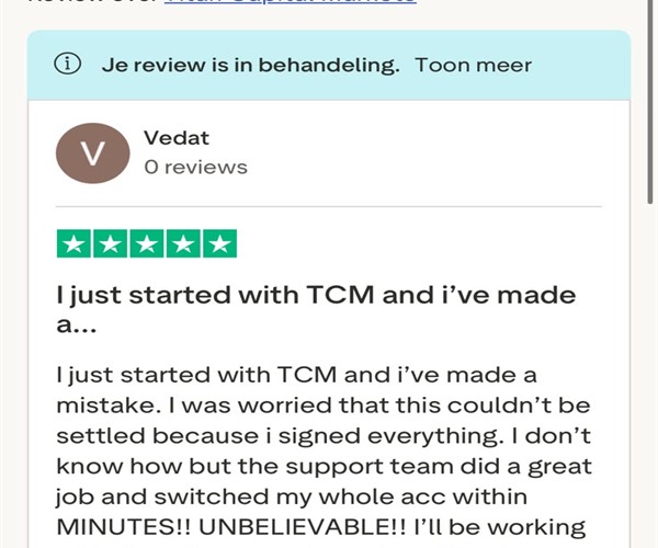 Trustpilot review screenshot from Vedat